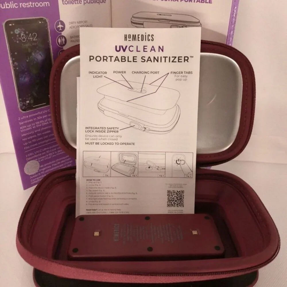 HOMEDICS Phone Sanitizer Adult OS White New‎ UV Clean Collapsible USB